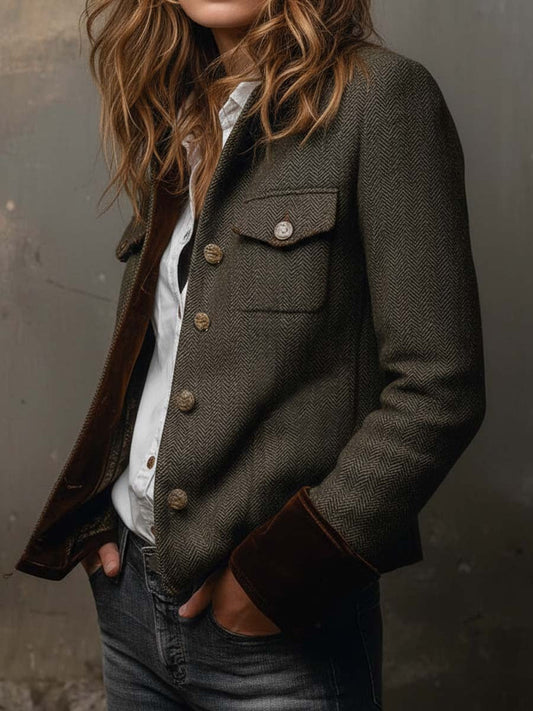 Groovy Collared Long Sleeve Outerwear