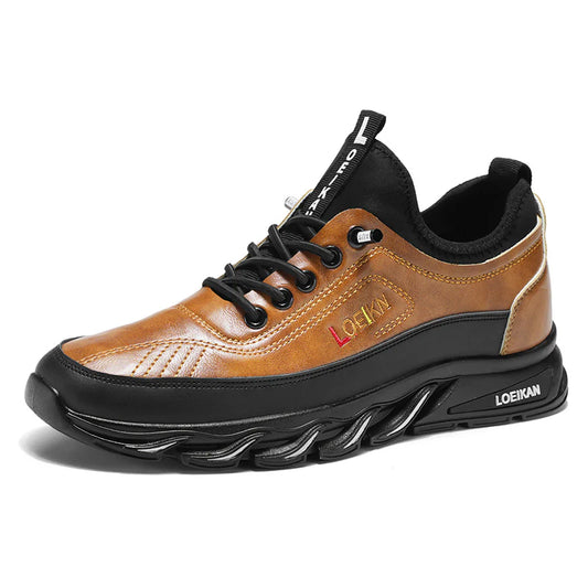Men's Casual Fashion Orthopedic Hiking Shoes – Anti-Puncture, Anti-Collision, Non-Slip Arch Support Leather Outdoor Sports Shoes for All-Terrain Performance