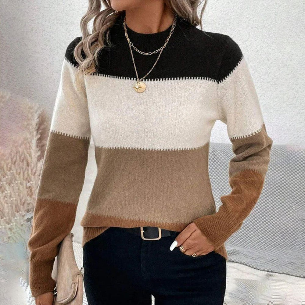 Beliebter Color Block Langarmpullover