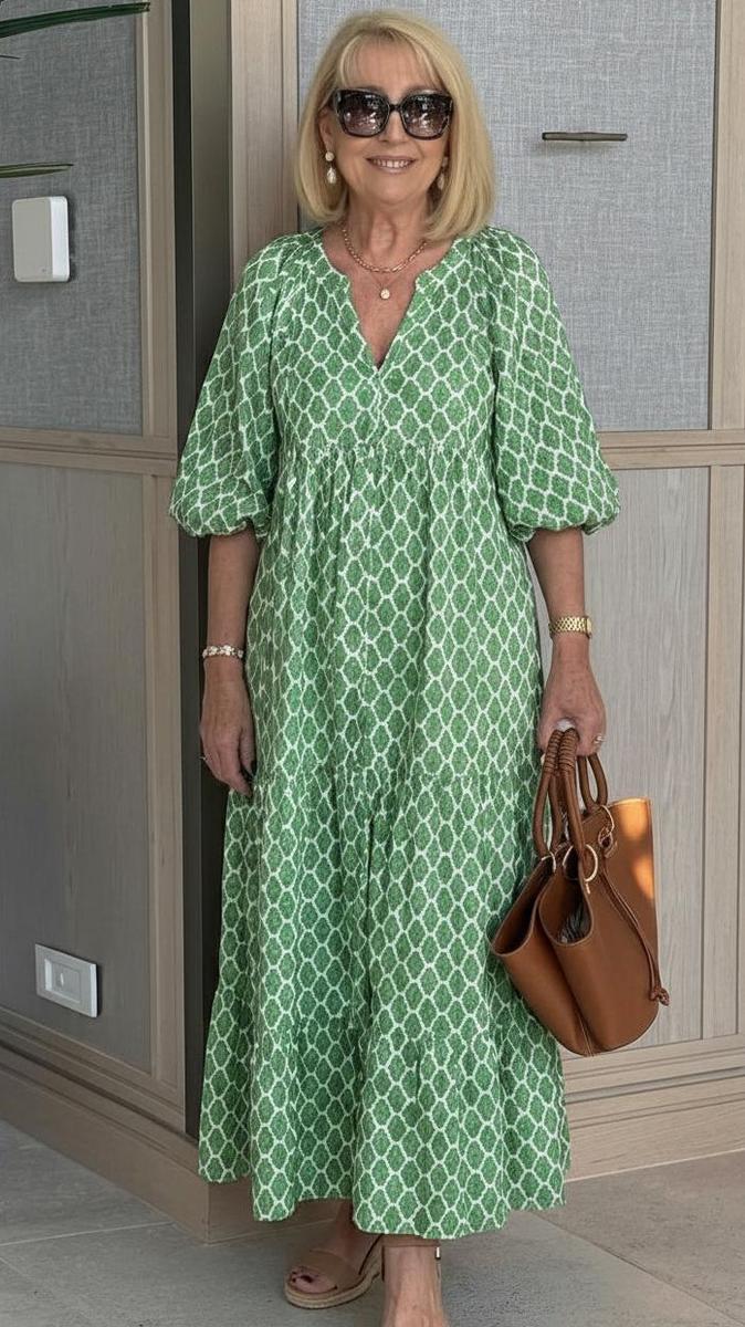 Böhmisches Schönheits Maxikleid in Grün