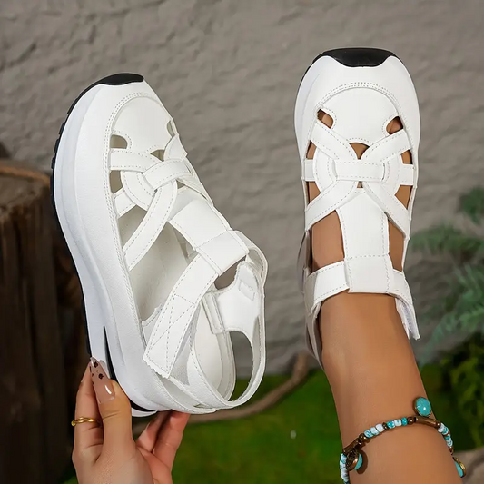 Damen-Sandalen – Weich, verstellbar, Klettverschluss, bequeme Passform für breite und schmale Füße