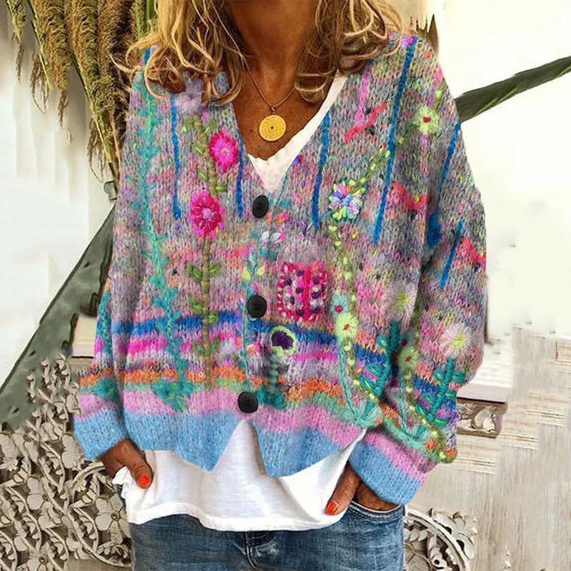 Romantic Multicolor Print Cardigan