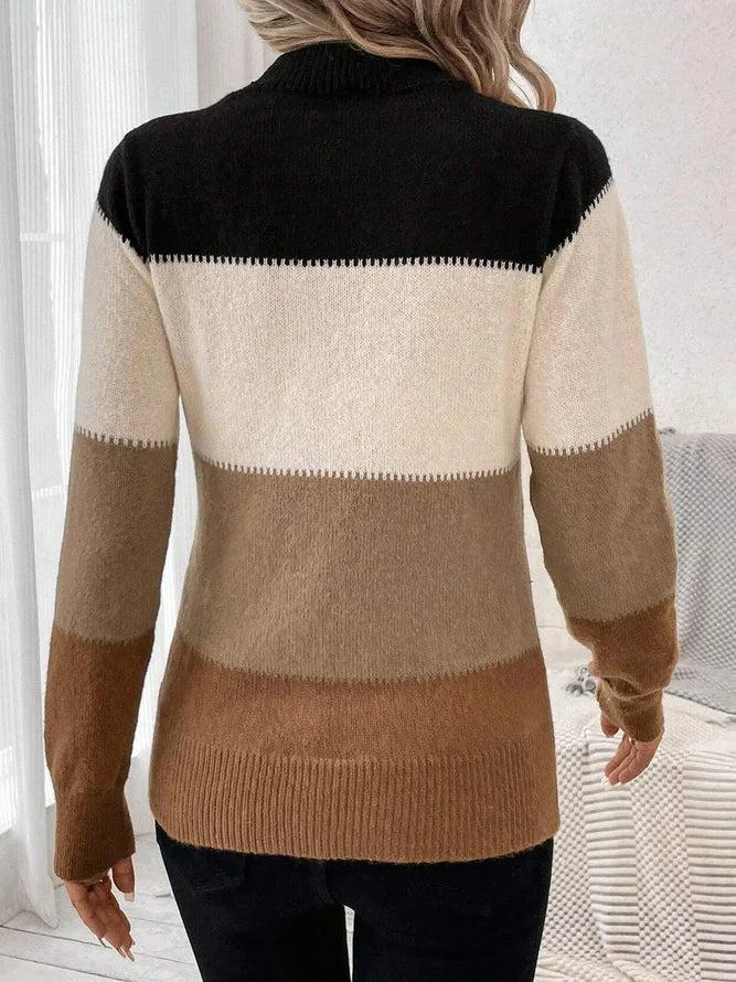 Beliebter Color Block Langarmpullover