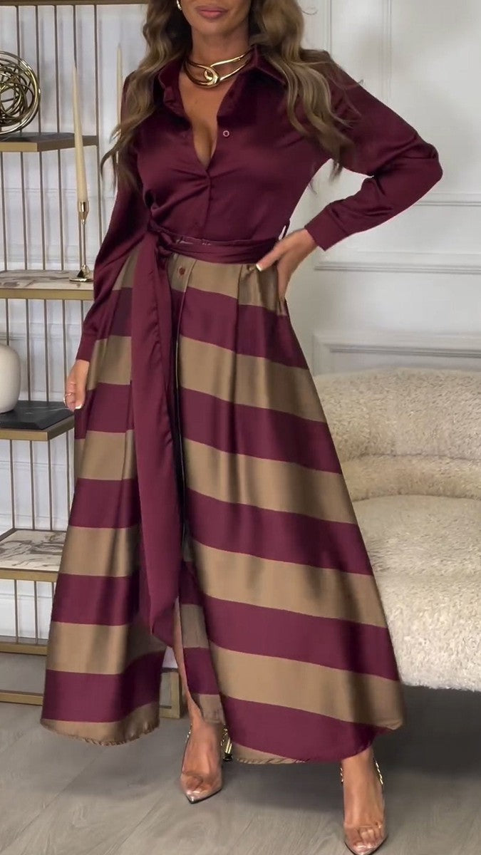 Einzigartiges V-Ausschnitt Langarm Maxikleid