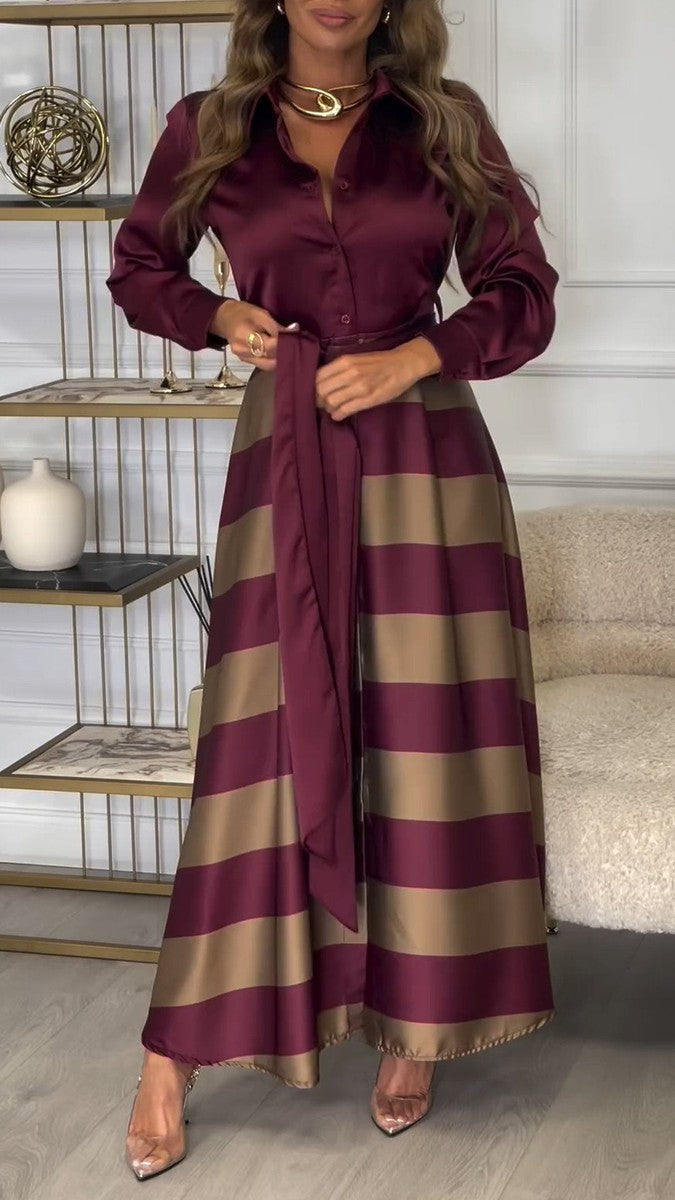 Einzigartiges V-Ausschnitt Langarm Maxikleid