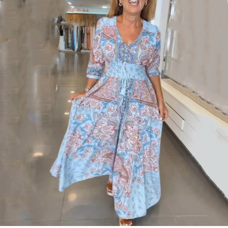 Elegantes langes Blumenkleid für Damen