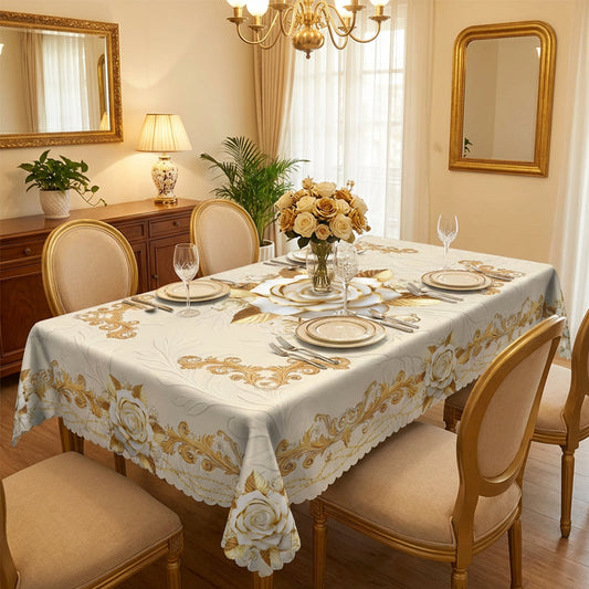 Wasserdichte goldene Rosentischdecke